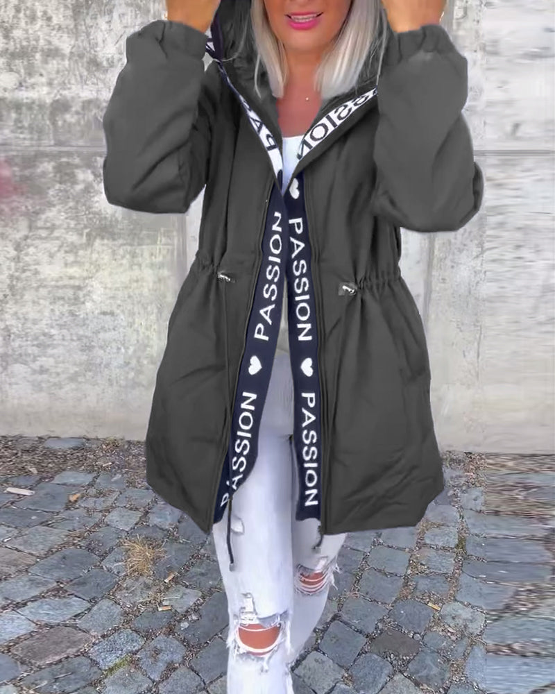 Sophia | Casual Letterprint Hoodie Jacket