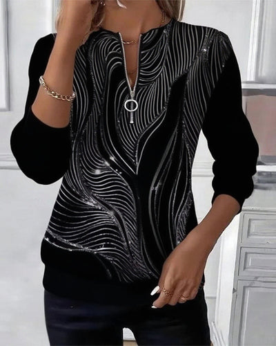 Laluna® | Casual Printed Zip Sweatshirt