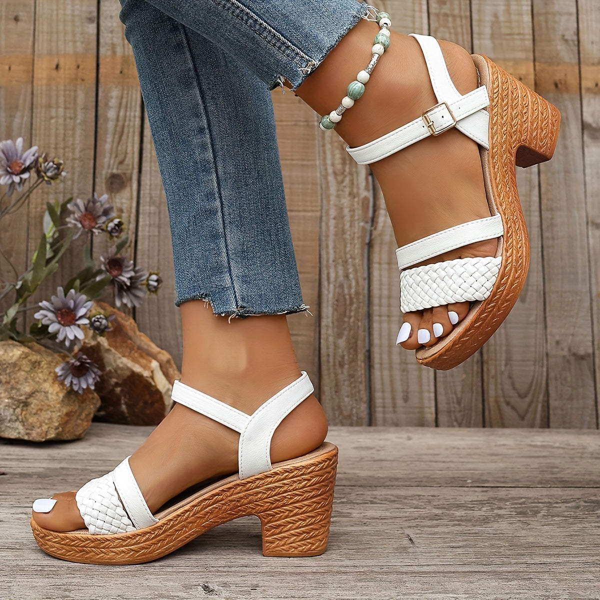 Haven Braided Block Heel Sandals