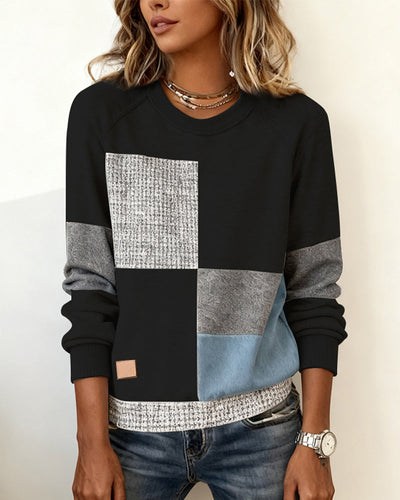 Laluna® | Casual Contrast Color Crew Neck Sweatshirt