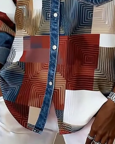 Laluna® | Color Block Shirt Fashionable Collar