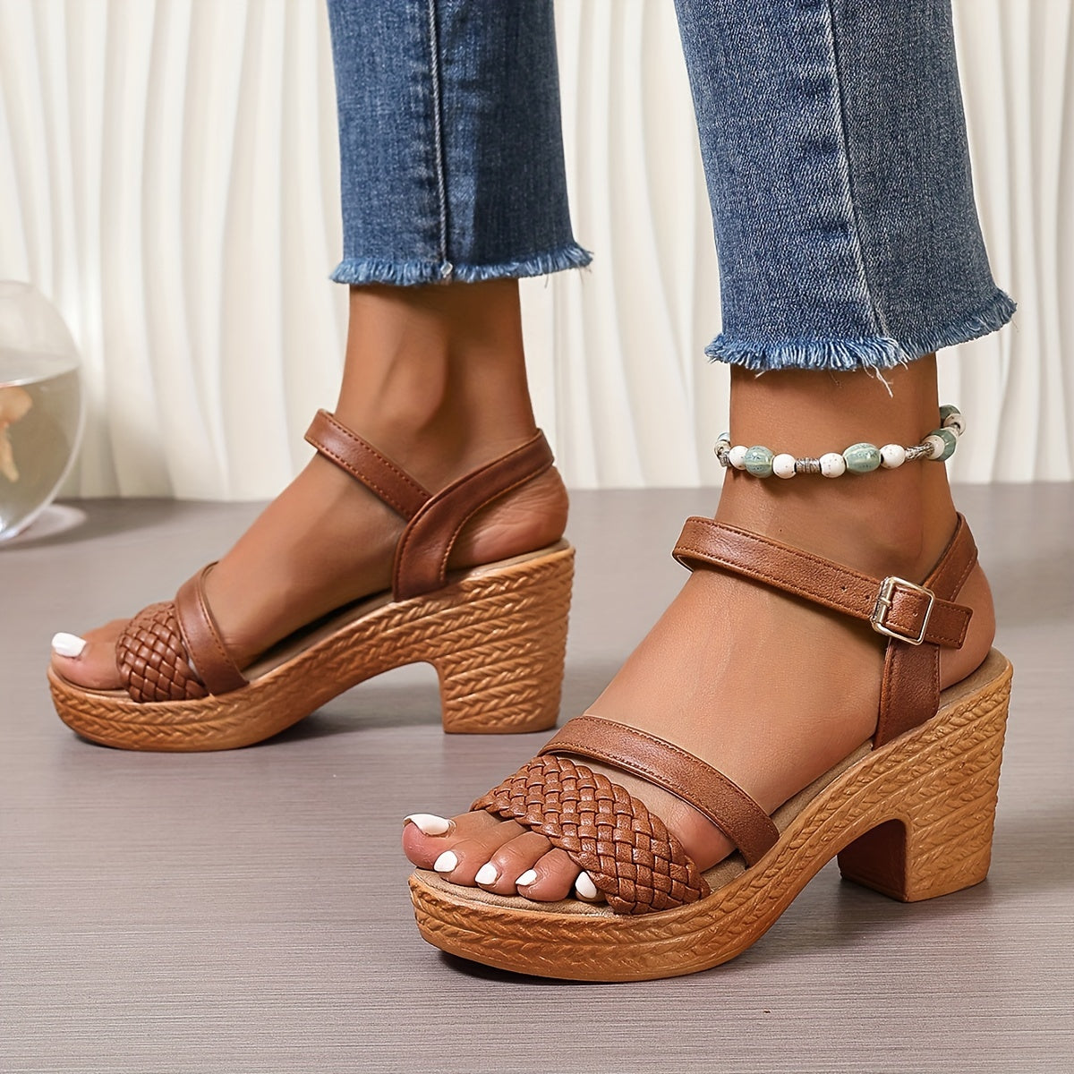 Haven Braided Block Heel Sandals