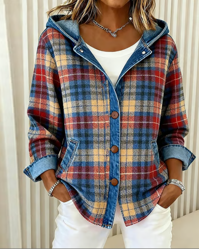 Laluna® | Fashionable Checked Jacket with Hood