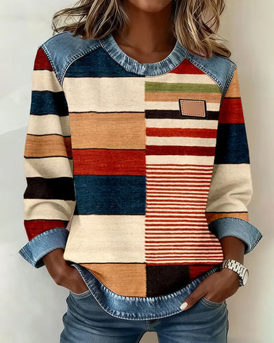 Laluna® | Colorful Striped Sweater with Round Neck