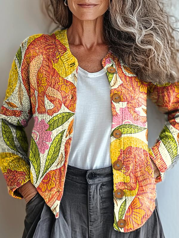 Madison Vibrant Tropical Print Cardigan